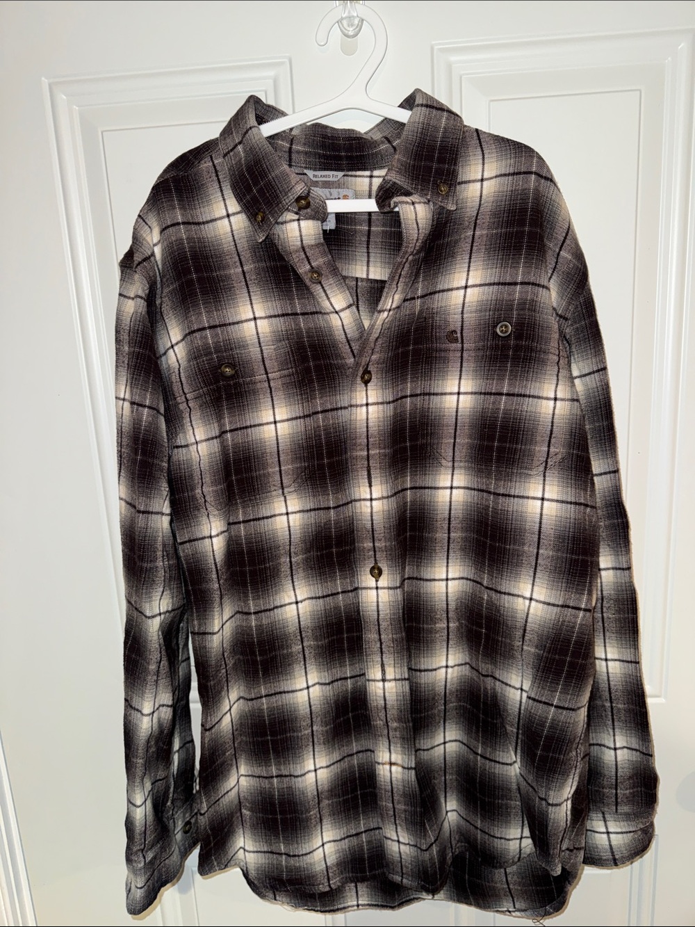 Carhartt Black and White Plaid Button-Down Shirt